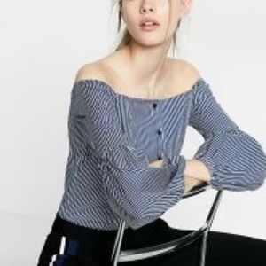New Express off the shoulder pinstripe top